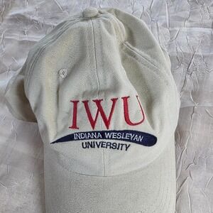 Indiana Wesleyan University IWU Baseball Cap Hat Tan Beige Cotton Adjustable